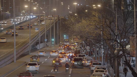 下班开车 道路车流夜景 北京车流