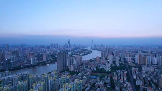 360度环绕航拍广州城市夕阳落日唯美风光