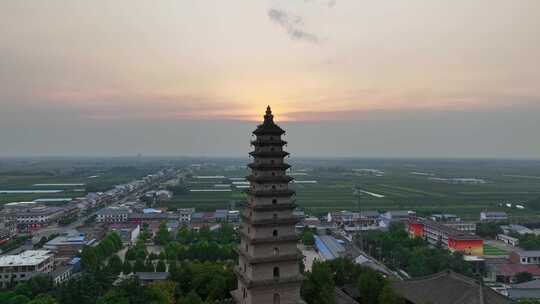 山西普救寺4K航拍视频