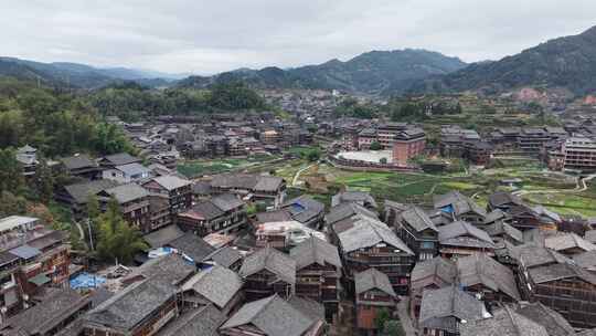 航拍柳州三江程阳八寨景区