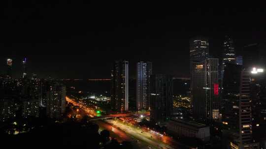深圳湾南山区夜景航拍视频素材模板下载