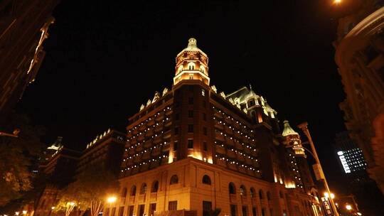 天津五大道泰安道小洋楼街景夜景建筑洋房