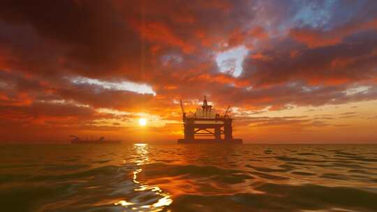 海上钻井油田平台海底石油勘探视频素材模板下载