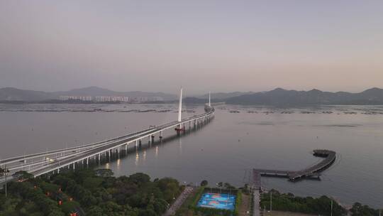 深圳南山区深圳湾大桥航拍视频素材模板下载