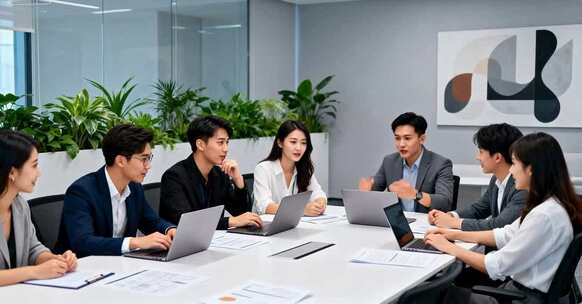 白领团队会议室开会场景