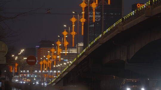 过年喜庆氛围 新年繁华夜景 热闹过年