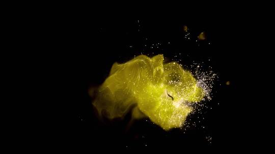 黄色魔法粒子爆炸梦幻唯美背景合成特效4)视频素材模板下载