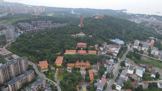 旅游景区湖南岳阳圣安古寺4A景区航拍视频素材模板下载