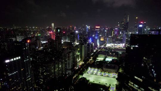 广州天河珠江新城航拍写字楼住宅夜景