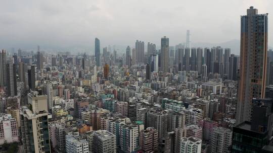 香港市中心老街区全景航拍4k
