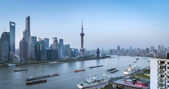 上海风景北外滩视角清晨延时视频素材模板下载