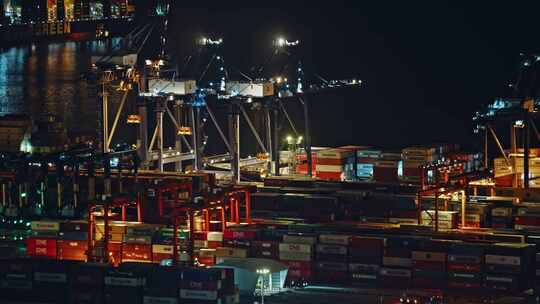盐田港夜景港口货运码头贸易物流C0125