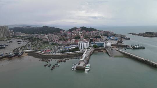 航拍福建莆田文甲码头湄洲岛