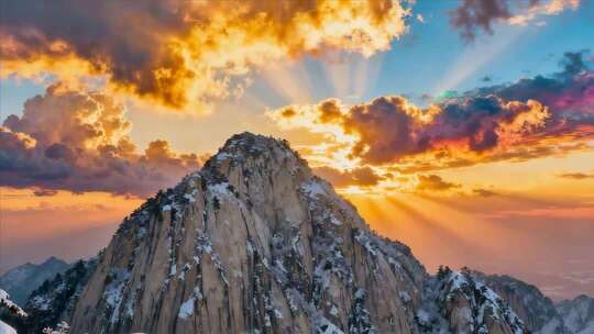 雪山壮丽日出风光