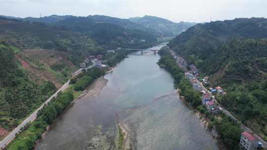 祖国大好河山青山绿水河流航拍