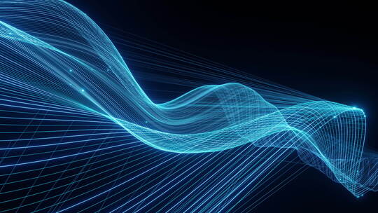 蓝色线条构成的动感波浪特效画面