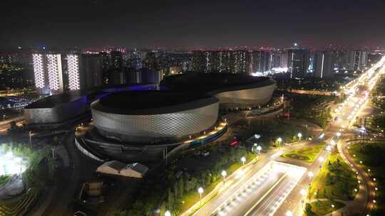 凤凰山体育馆凤凰山足球场足球夜景球馆视频素材模板下载