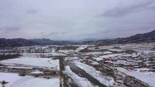 【航拍】雪后的北方农村  农村雪景