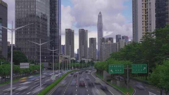 城市交通车流延时高峰期高架立交桥