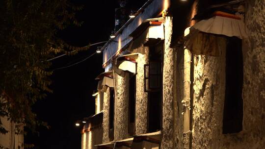 日喀则扎什伦布寺夜景视频素材模板下载