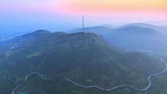 航拍枣庄张庄石榴园层峦叠嶂水墨山水画视频素材模板下载