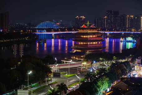 南宁邕江畅游阁街景夜景