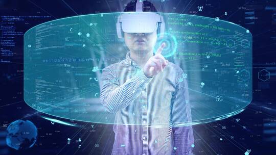 VR虚拟现实人工智能人机交互体验视频素材模板下载