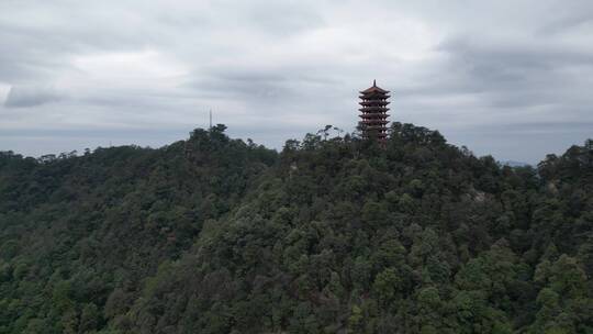 重庆北碚缙云山观景塔人文景观航拍