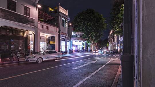 广州永庆坊骑楼街夜景延时摄影