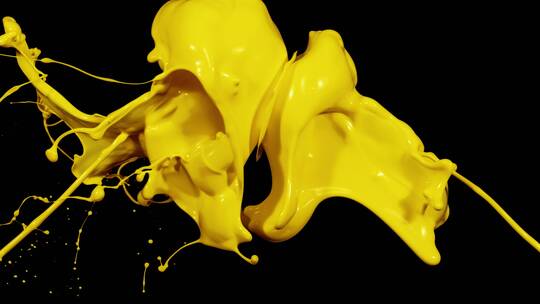 黄色液体颜料泼洒飞溅