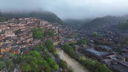 贵州黔东南西江千户苗寨航拍建筑风光