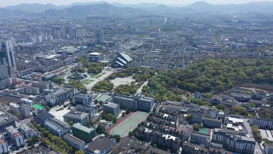 航拍浙江绍兴城市大景