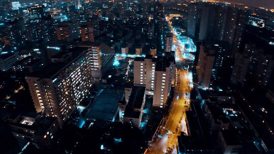 上海浦西夜景航拍