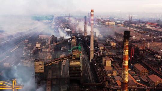 化工厂大气污染排放航拍