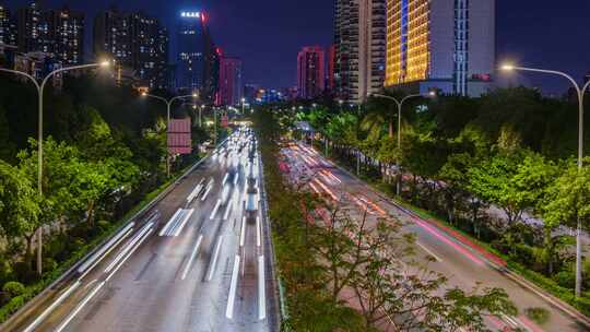 城市道路交通晚高峰 高速公路车流夜景延时