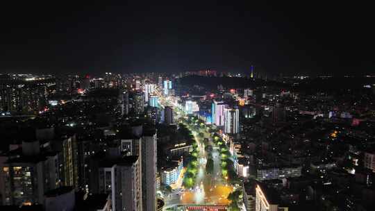 航拍四川泸州夜景泸州一环路夜景