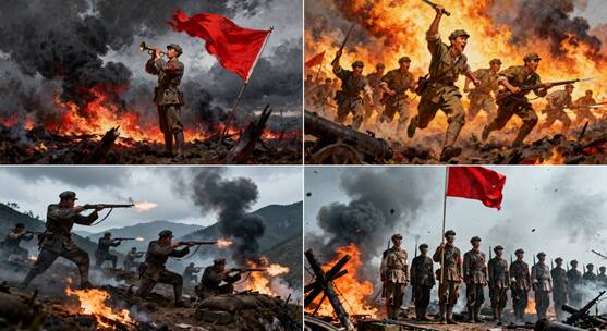 红色革命抗战八路军红军冲锋抗日战争