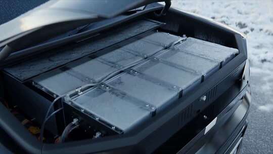 汽车后备箱内电池特写