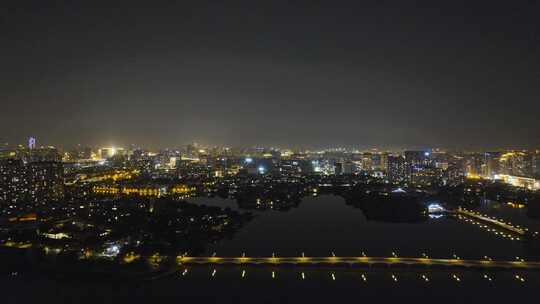 航拍南京玄武湖夜景视频素材模板下载