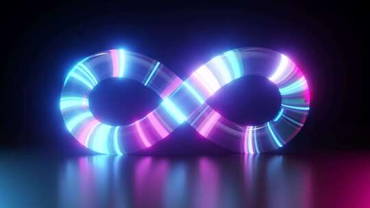 发光的霓虹灯无限符号。无缝循环3D渲染动视频素材模板下载