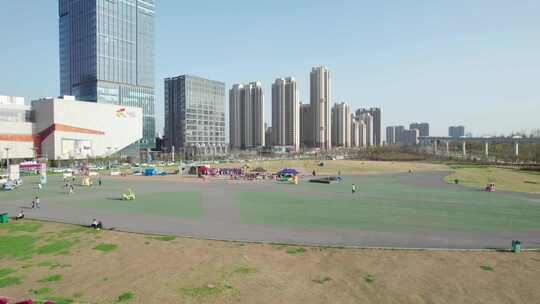 武汉市光谷中央生态大走廊航拍4k