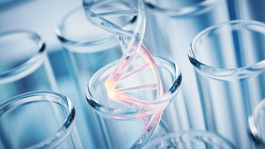 DNA与实验室化学器皿3D渲染