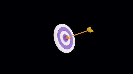 用箭头击中中心的目标3d动画。ALPHA视频素材模板下载
