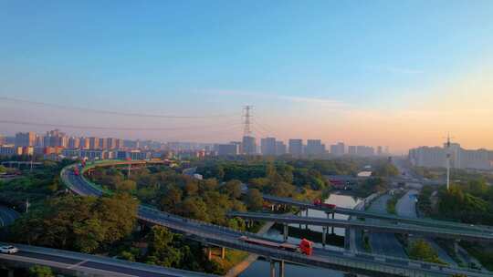 杭州钱塘新区下沙立交桥城市风景视频素材