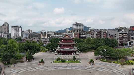 航拍四川宜宾合江门广场