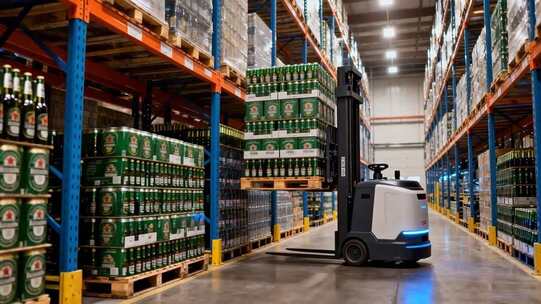 仓库内叉车搬运货物场景