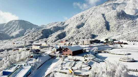 西岭雪山 雪景 大雪覆盖的自然风光 航拍