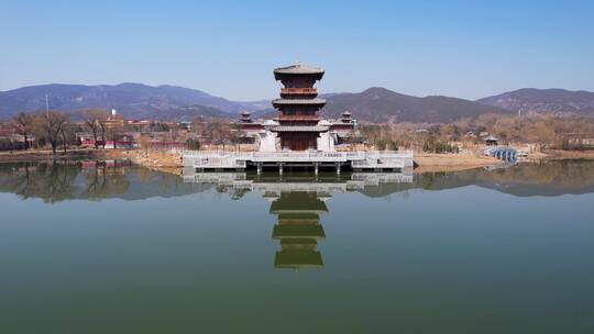 太原晋祠景区航拍