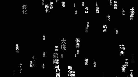 黑龙江省各城市文字视频素材带通道