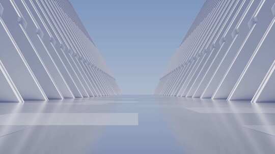 现代抽象简洁建筑过道背景三维渲染视频素材模板下载